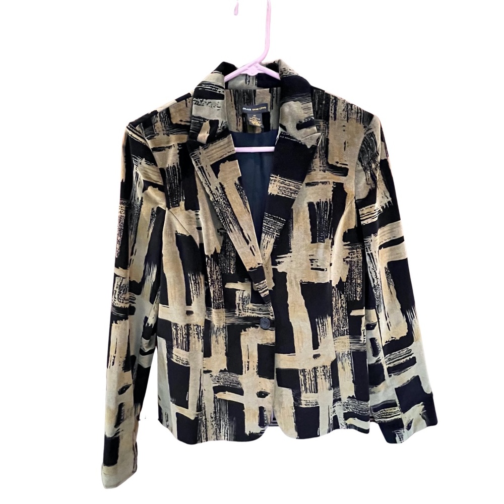 Grace Dane Lewis Tapered Blazer | Vintage 80s w/ Shoulder Pads! Beautiful Velour